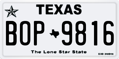 TX license plate BOP9816