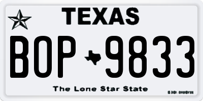 TX license plate BOP9833