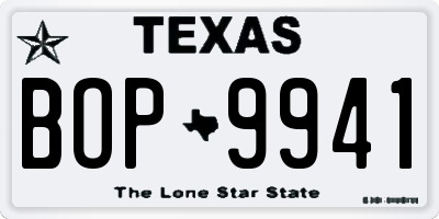 TX license plate BOP9941