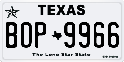 TX license plate BOP9966