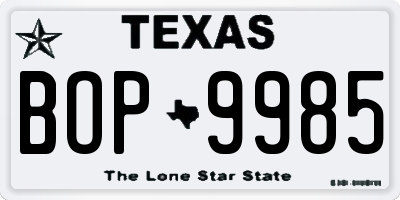 TX license plate BOP9985