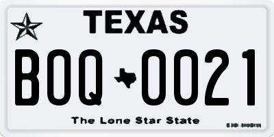 TX license plate BOQ0021