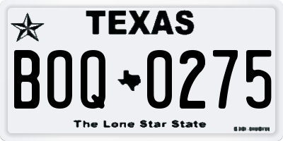 TX license plate BOQ0275