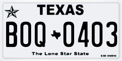 TX license plate BOQ0403