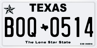 TX license plate BOQ0514