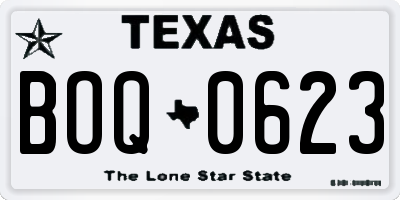 TX license plate BOQ0623