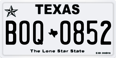 TX license plate BOQ0852
