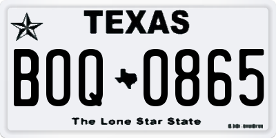 TX license plate BOQ0865