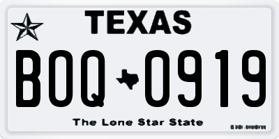TX license plate BOQ0919