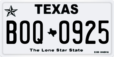 TX license plate BOQ0925