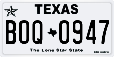 TX license plate BOQ0947