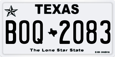 TX license plate BOQ2083