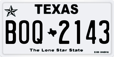 TX license plate BOQ2143