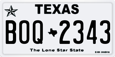 TX license plate BOQ2343