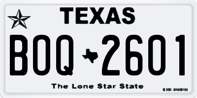 TX license plate BOQ2601