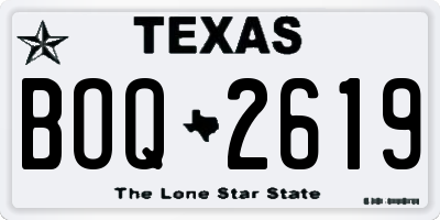 TX license plate BOQ2619