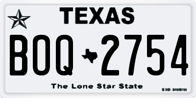 TX license plate BOQ2754