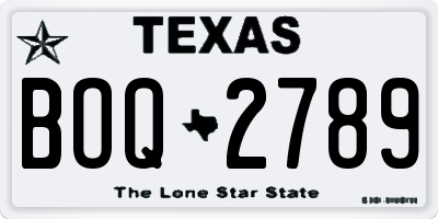 TX license plate BOQ2789