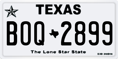 TX license plate BOQ2899