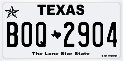 TX license plate BOQ2904