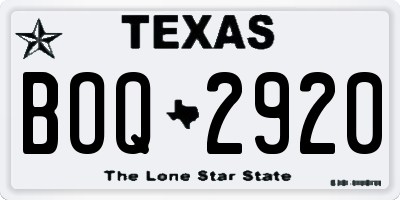 TX license plate BOQ2920