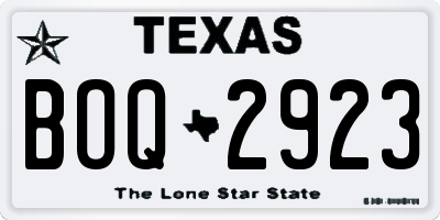 TX license plate BOQ2923