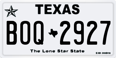 TX license plate BOQ2927
