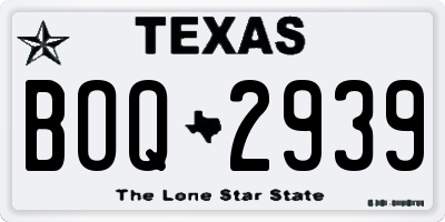 TX license plate BOQ2939
