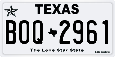 TX license plate BOQ2961