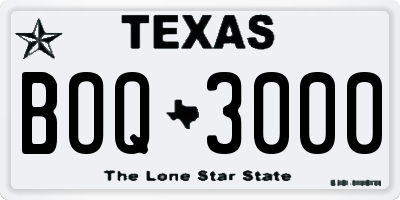 TX license plate BOQ3000