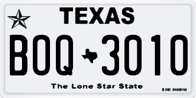 TX license plate BOQ3010