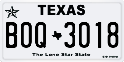 TX license plate BOQ3018
