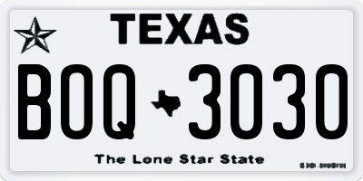 TX license plate BOQ3030
