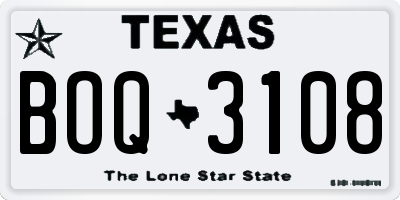 TX license plate BOQ3108