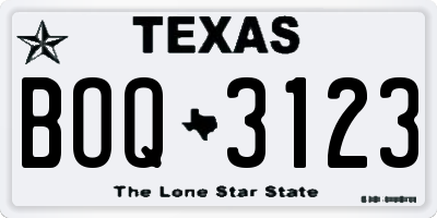 TX license plate BOQ3123