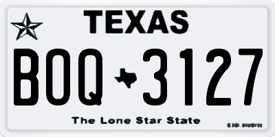 TX license plate BOQ3127