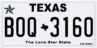 TX license plate BOQ3160