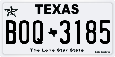 TX license plate BOQ3185