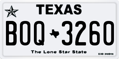 TX license plate BOQ3260