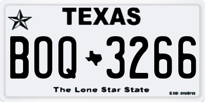 TX license plate BOQ3266