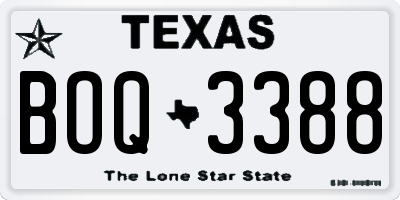 TX license plate BOQ3388