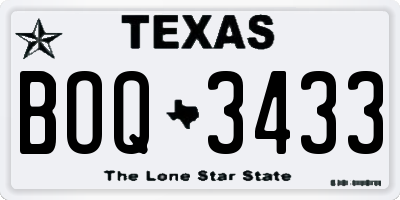 TX license plate BOQ3433