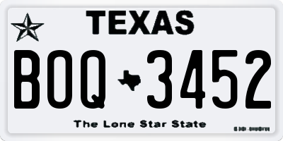 TX license plate BOQ3452