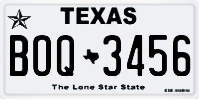 TX license plate BOQ3456