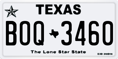 TX license plate BOQ3460
