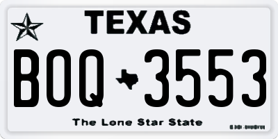TX license plate BOQ3553