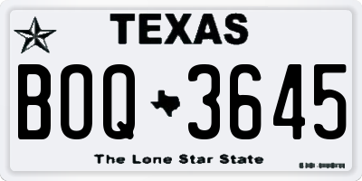 TX license plate BOQ3645