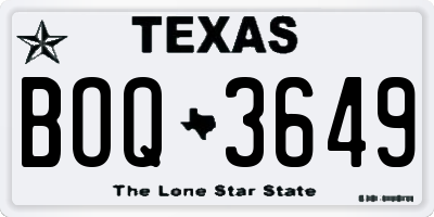 TX license plate BOQ3649