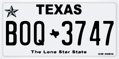 TX license plate BOQ3747