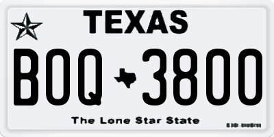 TX license plate BOQ3800